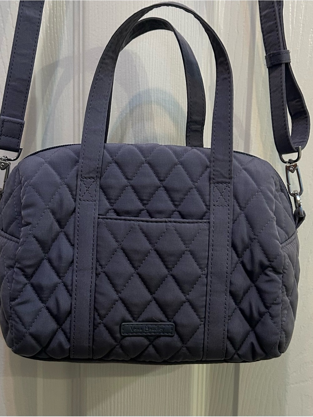 Vera Bradley Quilted Gray Shoulder Satchel